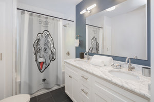 Albert Einstein Cheeky Portrait on a Shower Curtain - Science Geek Club