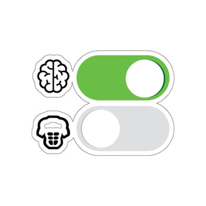 Brain-On, Brawn-Off Phone Switches Sticker - Science Geek Club