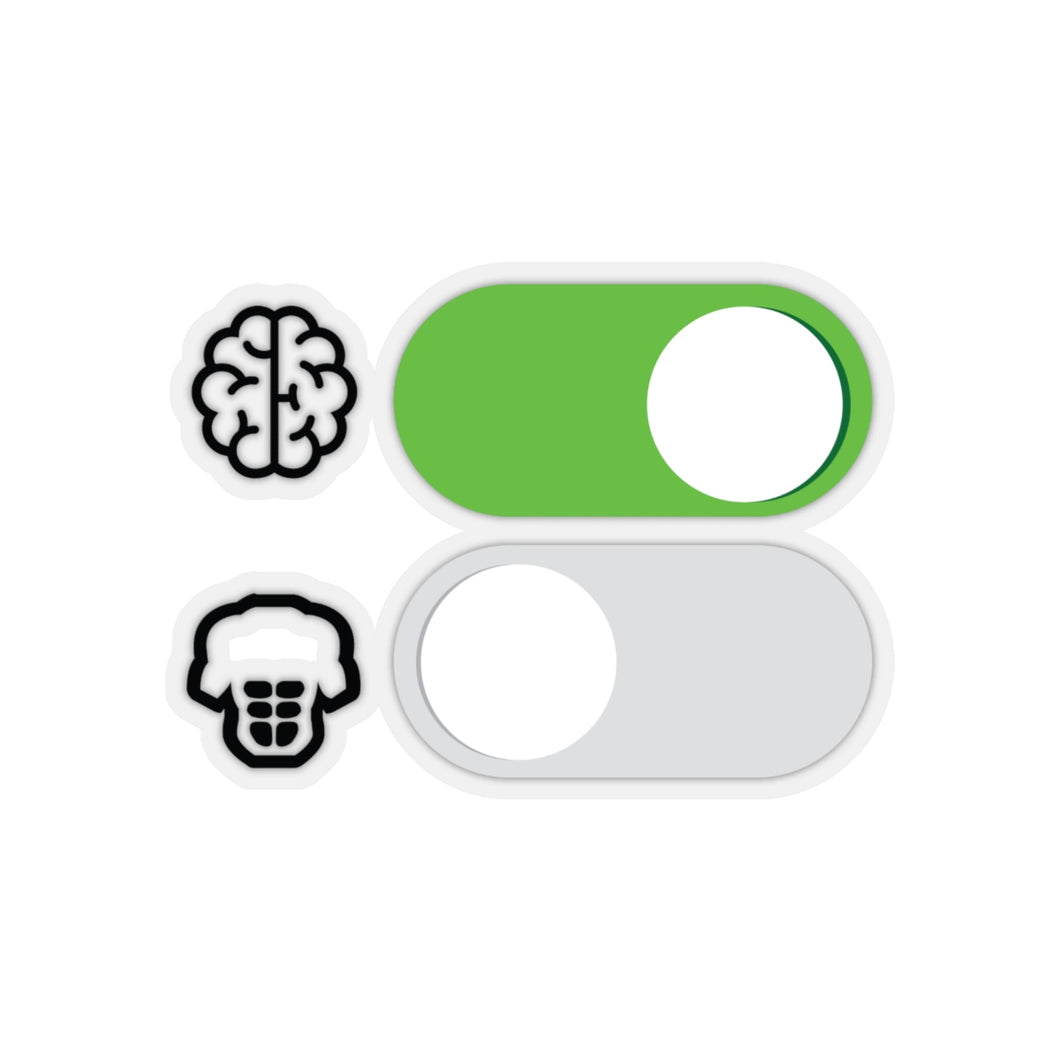 Brain-On, Brawn-Off Phone Switches Sticker - Science Geek Club