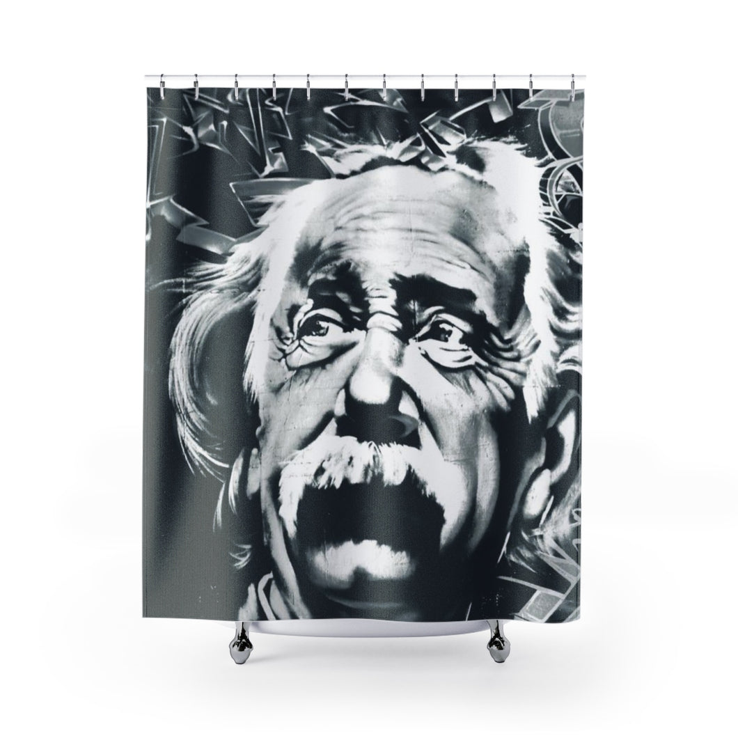 Portrait of Albert Einstein Shower Curtains - Science Geek Club