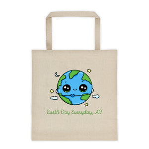 Earth Day is Everyday, AF 100% Cotton Canvas Tote with Reinforced Bottom - Science Geek Club