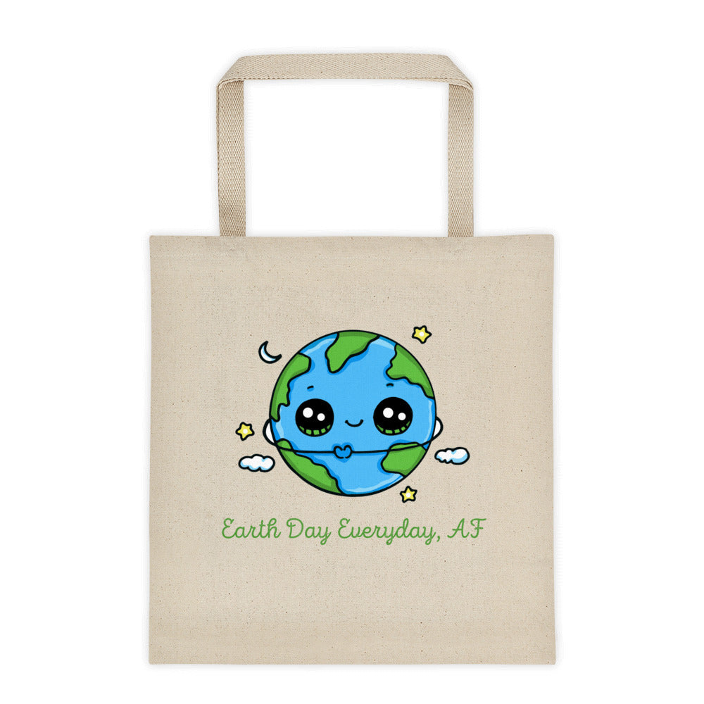 Earth Day is Everyday, AF 100% Cotton Canvas Tote with Reinforced Bottom - Science Geek Club