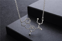 Load image into Gallery viewer, Coffee Lovers Caffeine Chemical Molecule Structure Necklace - Science Geek Club