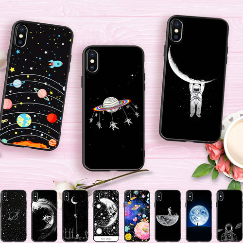 Cartoonish Astronomy Lover's Soft Silicone Phone Case for iPhones - Science Geek Club